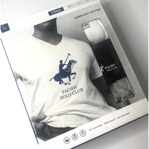 Pacific Polo Club‎ Men's V-Neck Tees Assorted Box of 3 Pack SZ LG NIB